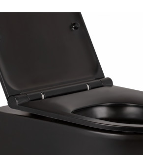 Унитаз подвесной Qtap Robin безободковый с сиденьем Slim Soft-close QT1333046ERMB