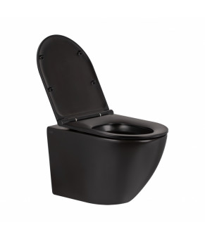 Унитаз подвесной Qtap Robin безободковый с сиденьем Slim Soft-close QT1333046ERMB