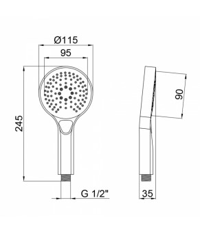 Лейка для ручного душа Qtap Rucni A120O3KCW