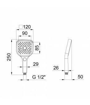 Лейка для ручного душа Qtap Rucni A120N3KCB
