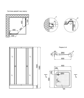 Душевая кабина Lidz Wawel SC80x80.SAT.LOW.TR