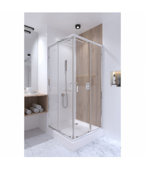 Набор Qtap душевая кабина Taurus CRM1099SC6 Clear + поддон Unisquare 309915