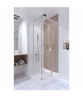 Набор Qtap душевая кабина Taurus WHI1099SC6 Clear + поддон Unisquare 309915