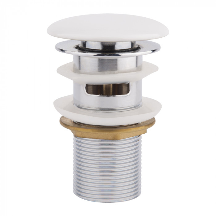 Донний клапан для умивальника Qtap F0081 70х70х110 мм White з переливом (QT066F0081W)