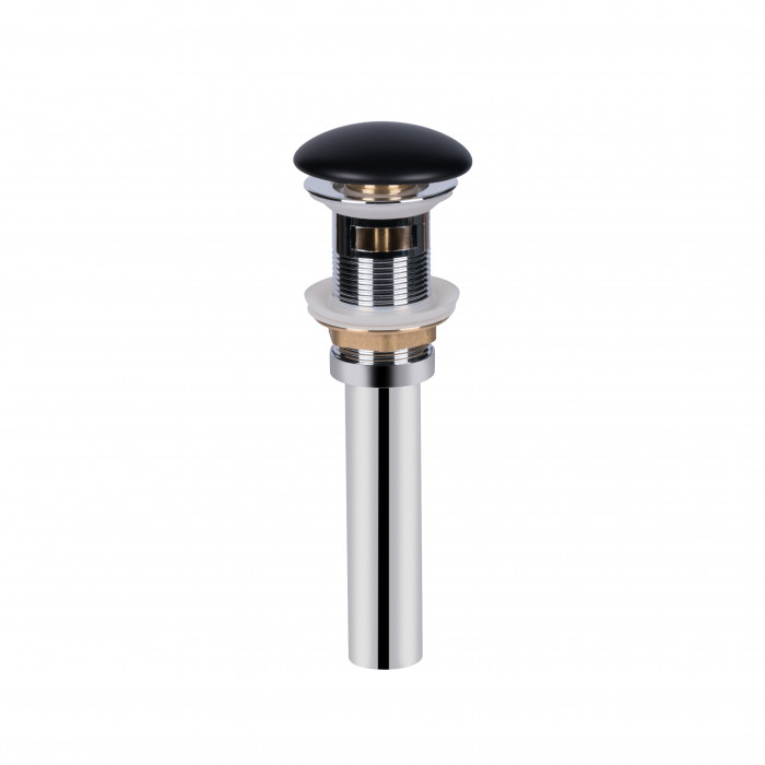 Донний клапан для раковини Qtap PU03O 225х70х70 Matt black з переливом (QT066PU03OMB)