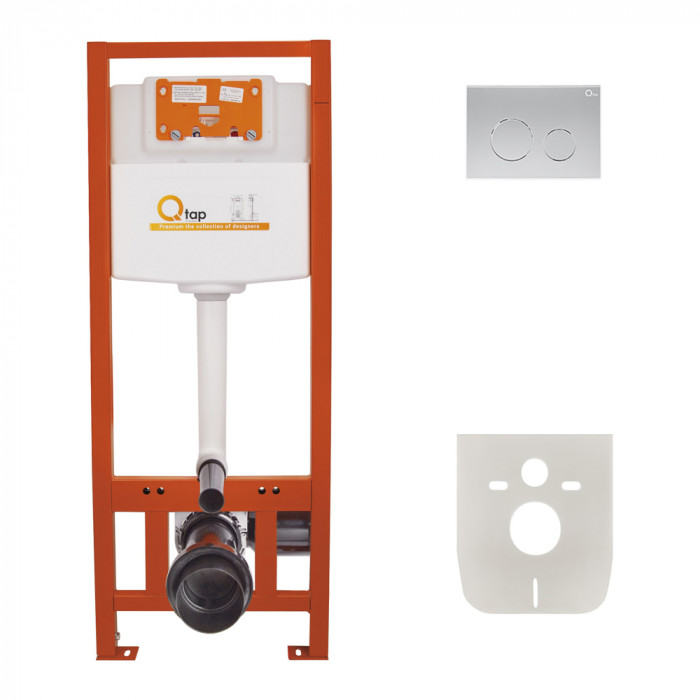Набор инсталляция Qtap Nest ST 4 в 1 с круглой панелью смыва QT0133M425M11111SAT