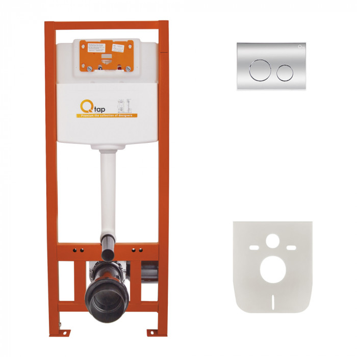 Набор инсталляция Qtap Nest ST 4 в 1 с круглой панелью смыва QT0133M425M11112CRM
