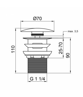 Донний клапан для раковини Qtap F0081 70х70х110 мм White з переливом (QT066F0081W)