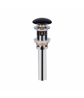Донний клапан для раковини Qtap PU03O 225х70х70 Matt black з переливом (QT066PU03OMB)