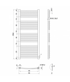 Полотенцесушитель водяной Qtap Dias (SIL) P21 1200x500 HY