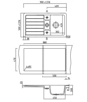 Мойка SystemCeram Delta 90 A Cotto-28