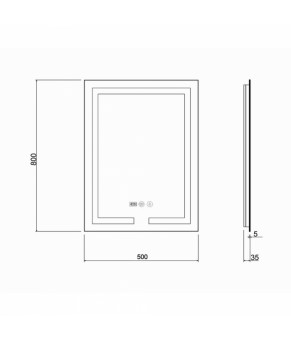 Зеркало Qtap Mideya (DC-F936) 500х800 с LED-подсветкой Touch, антизапотеванием, димером (QT2078F936W)