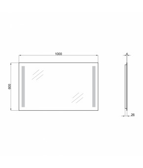 Зеркало Qtap Mideya 1000х600 QT20781403W