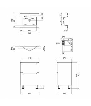 Тумба напольная с раковиной Qtap Scorpio QT1471TNВ6013060CW