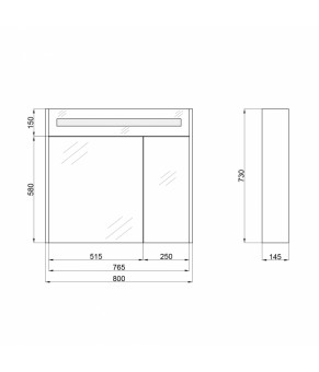 Зеркальный шкаф подвесной Qtap Robin с подсветкой QT1377ZP8002G