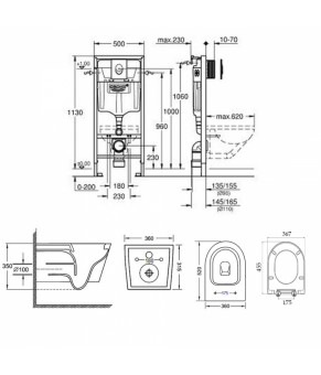 Набор инсталляция 4 в 1 Grohe Rapid SL 38721001 + унитаз с сиденьем Qtap Jay QT07335176W