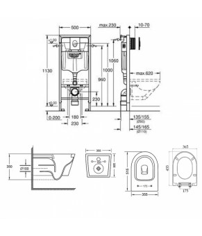 Набор инсталляция 4 в 1 Grohe Rapid SL 38721001 + унитаз с сиденьем Qtap Swan QT16335178W