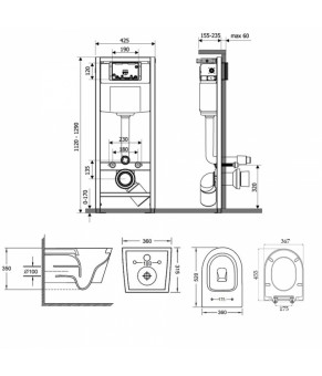 Набор Qtap инсталляция Nest QTNESTM425M06CRM + унитаз с сиденьем Jay QT07335176W