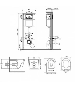Набор Qtap инсталляция Nest QTNESTM425M06CRM + унитаз с сиденьем Swan QT16335178W