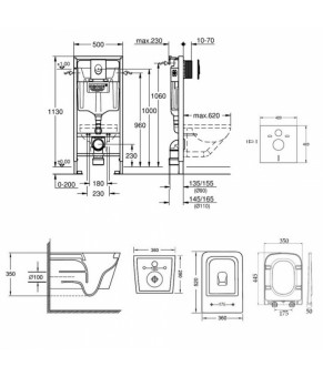 Набор инсталляция 4 в 1 Grohe Rapid SL 38721001 + унитаз с сиденьем Qtap Crow QT05335170W