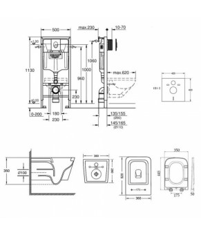 Набор инсталляция 4 в 1 Grohe Rapid SL 38722001 + унитаз с сиденьем Qtap Crow QT05335170W