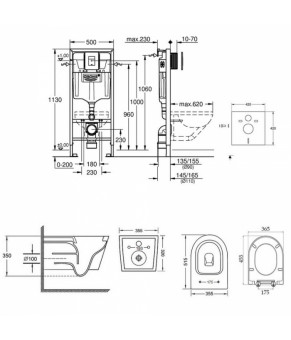 Набор инсталляция 5 в 1 Grohe Rapid SL 38827000 + унитаз с сиденьем Qtap Swan QT16335178W