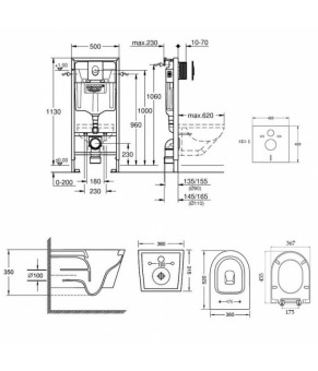 Набор инсталляция 4 в 1 Grohe Rapid SL 38722001 + унитаз с сиденьем Qtap Jay QT07335176W