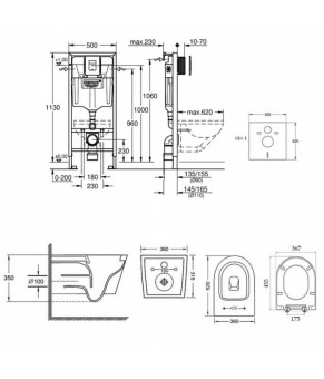 Набор инсталляция 5 в 1 Grohe Rapid SL 38827000 + унитаз с сиденьем Qtap Jay QT07335176W