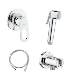 Комплект инсталляция Grohe Rapid SL 38721001 + унитаз с сиденьем Qtap Jay QT07335176W + набор для гигиенического душа со смесителем Grohe BauLoop 111042
