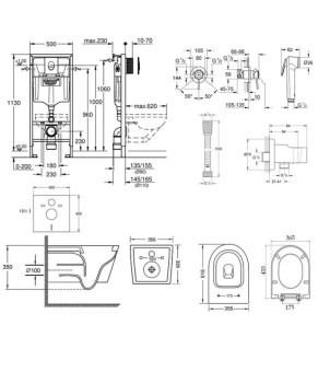 Комплект инсталляция Grohe Rapid SL 38721001 + унитаз с сиденьем Qtap Swan QT16335178W + набор для гигиенического душа со смесителем Grohe BauClassic 111048