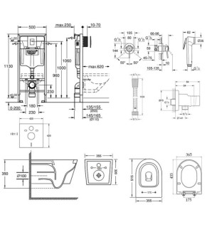 Комплект инсталляция Grohe Rapid SL 38772001 + унитаз с сиденьем Qtap Swan QT16335178W + набор для гигиенического душа со смесителем Grohe BauClassic 111048