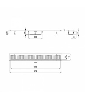 Трап Qtap Dry FA304-800 линейный с сухим затвором и решеткой 800х73 (QTDRYFA304800)