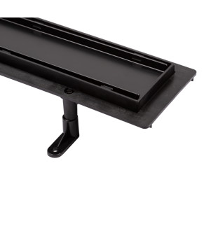 Трап линейный Qtap Dry Tile304-900MBLA с нержавеющей решеткой 900х70