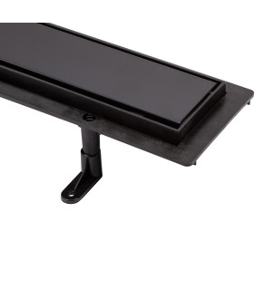 Трап линейный Qtap Dry Tile304-600MBLA с нержавеющей решеткой 600х70