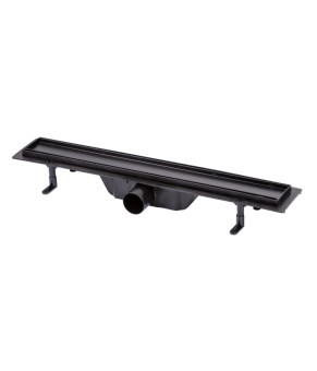 Трап линейный Qtap Dry Tile304-600MBLA с нержавеющей решеткой 600х70