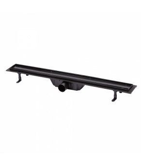 Трап линейный Qtap Dry Tile304-800MBLA с нержавеющей решеткой 800х70