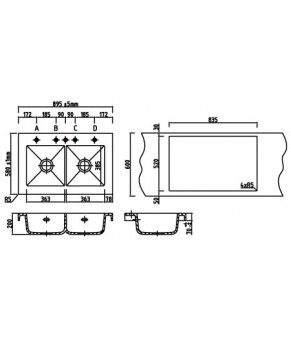 Мойка SystemCeram Quanto 90 E 750mm Nigra-87