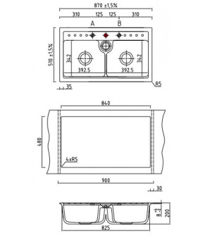 Мойка SystemCeram Sinus Double A Cotto-28