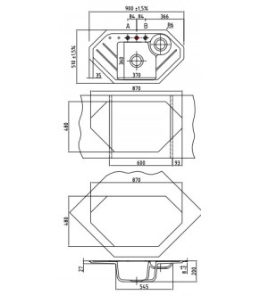 Мойка SystemCeram Sinus ECK A Polar-13