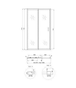 Душевая дверь Qtap Taurus CRM201-11.C6 97-108x200 см, стекло Clear 6 мм, CalcLess (SD00039722)