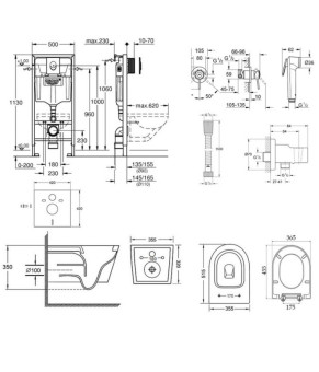 Комплект инсталляция Grohe Rapid SL 38722001 + унитаз с сиденьем Qtap Swan QT16335178W + набор для гигиенического душа со смесителем Grohe BauClassic 111048