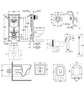 Комплект инсталляция Grohe Rapid SL 38722001 + унитаз с сиденьем Qtap Swan QT16335178W + набор для гигиенического душа со смесителем Grohe BauLoop 111042
