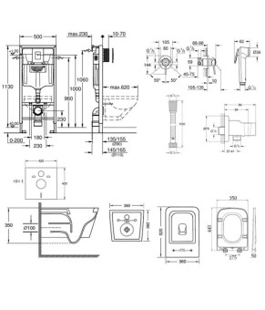 Комплект инсталляция Grohe Rapid SL 38772001 + унитаз с сиденьем Qtap Crow QT05335170W + набор для гигиенического душа со смесителем Grohe BauClassic 111048