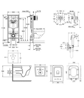 Комплект инсталляция Grohe Rapid SL 38722001 + унитаз с сиденьем Qtap Crow QT05335170W + набор для гигиенического душа со смесителем Grohe BauClassic 2904800S