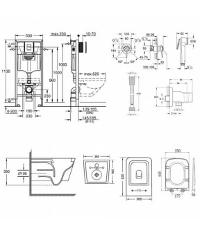 Комплект инсталляция Grohe Rapid SL 38827000 + унитаз с сиденьем Qtap Crow QT05335170W + набор для гигиенического душа со смесителем Grohe BauClassic 111048