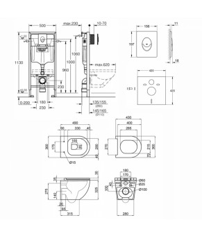 Набор инсталляция 4 в 1 Grohe Rapid SL 38722001 + унитаз с сиденьем Qtap Robin QT1333046ENRW
