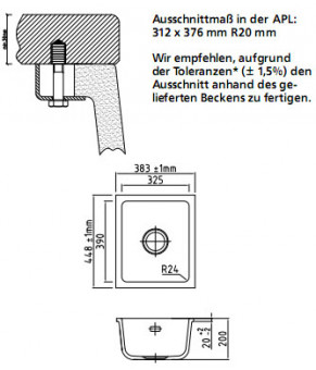Кухонная мойка SystemCeram Zeta 32 U Polar-13