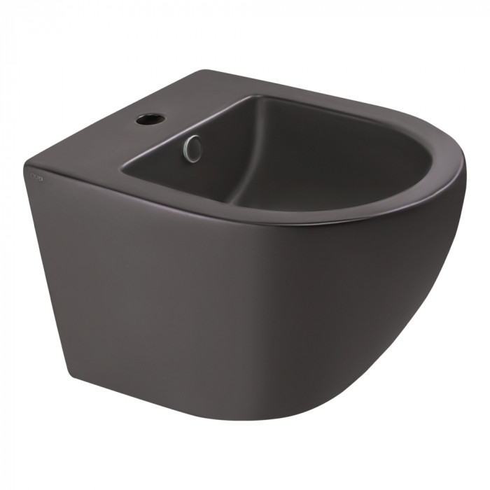 Биде подвесное Qtap Robin 495х370х325 Matt black (QT1355046FMB)