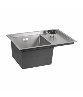 Кухонная мойка с крышкой и омывателем Qtap DC5638 Satin 3.0/1.2 мм (QTDC56383012)