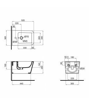 Биде подвесное Qtap Crow 520х360х290 White QT05555370W